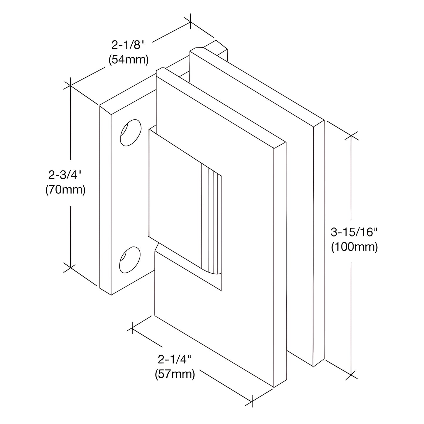 Vintage brass Vienna wall mount shower hinge with short back plate, for 3/8-1/2 tempered glass
