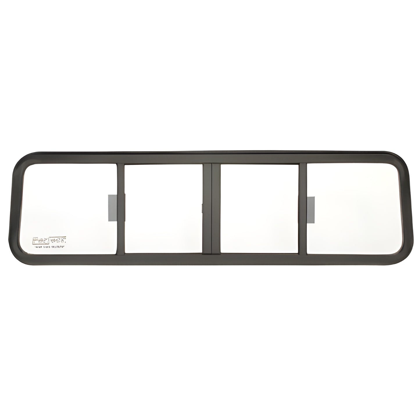 CRL Duo-Vent four-panel clear glass big-rig slider BRW1849, black powder-coated aluminum frame with narrow stiles