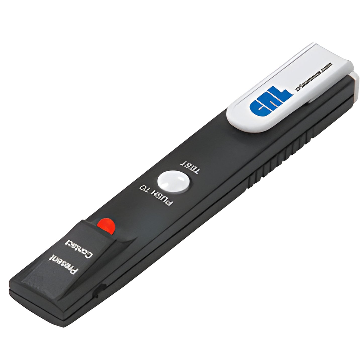 CRL CD3 Low-E detector - black 5" pen-style tester with white clip, test button and red LED indicator.
