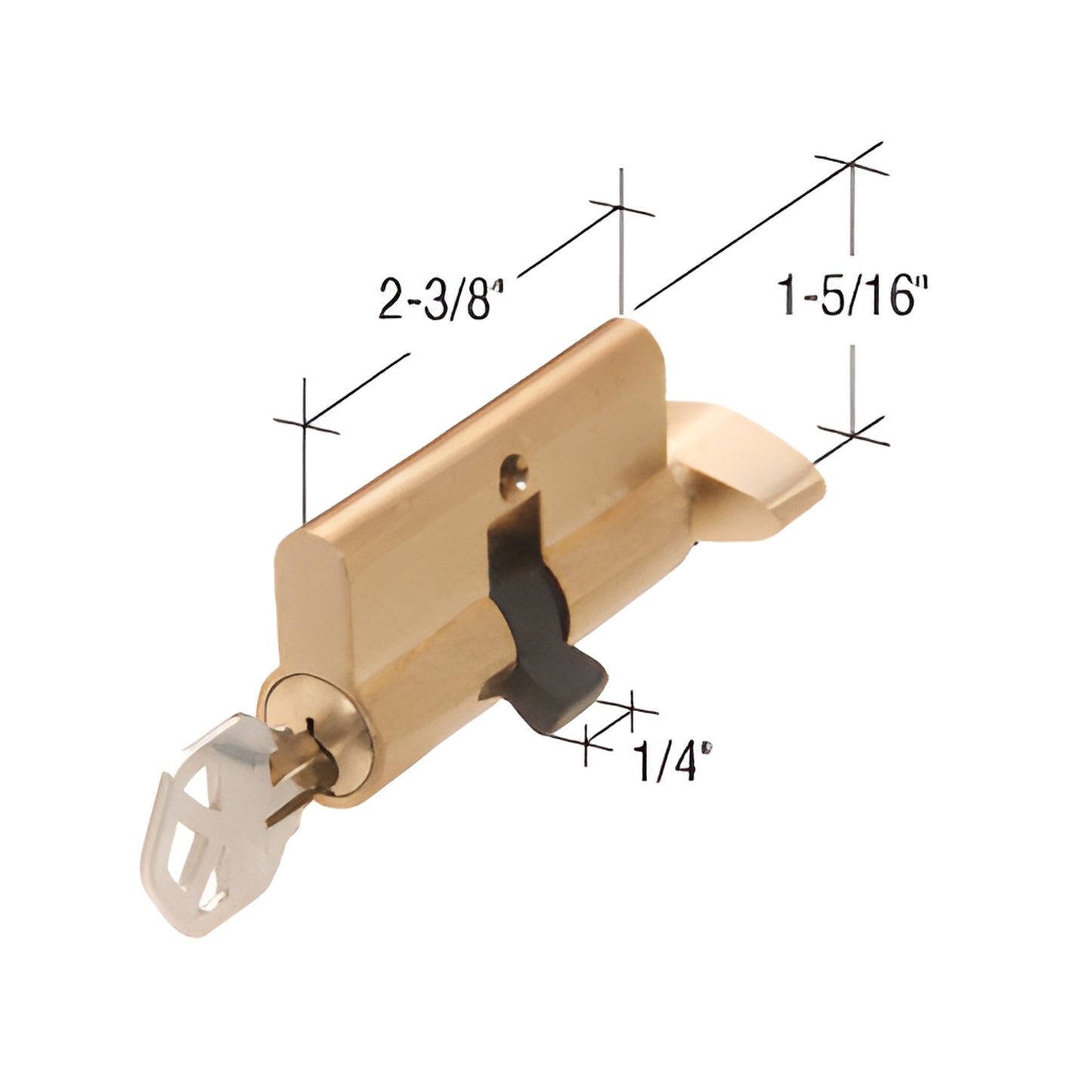 Brass CRL security door key cylinder with thumbturn, Kwikset keyway, adjustable fit, SKU K5062.
