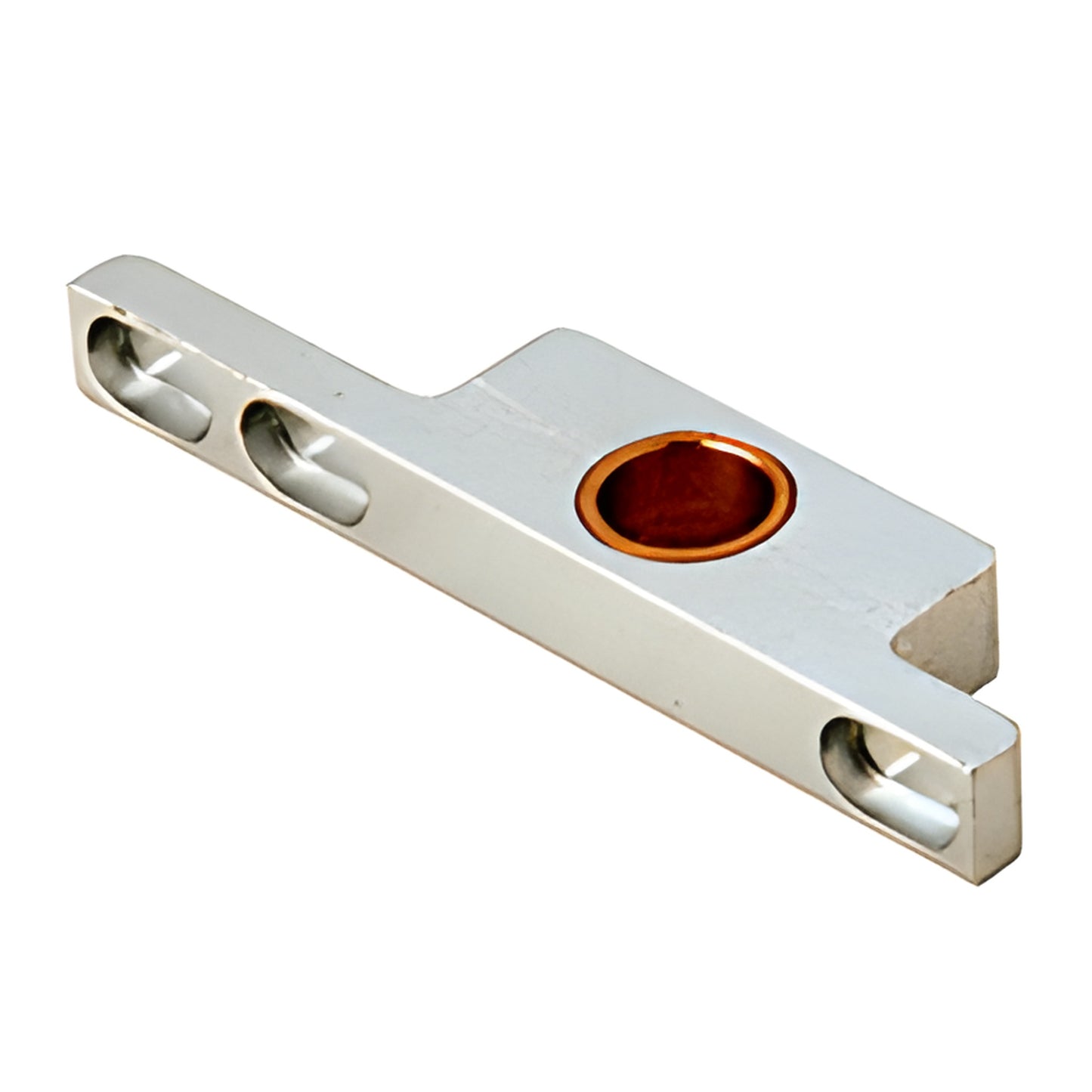 CRL slender top pivot insert (SKU 1NT803) polished chrome rail piece with 15 mm (19/32") spindle hole.