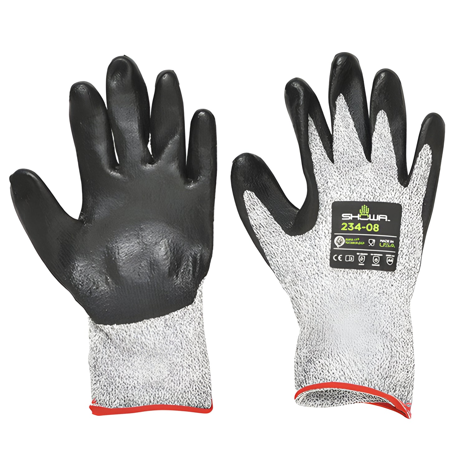 CRL cut resistant gloves SKU 234S - gray 15 g HPPE seamless knit with black foam nitrile palm, ANSI Level 4, 1 pair