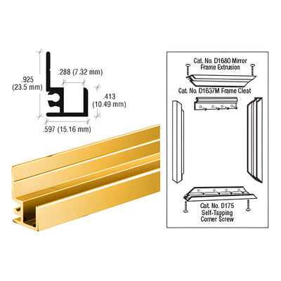 CRL Gold Anodized Aluminum Mirror Frame Extrusion - DIY Trim