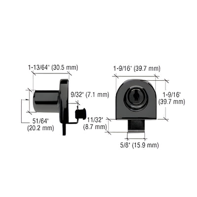 CRL Black Chrome Glass Door Lock for Single Doors - Keyed Alike