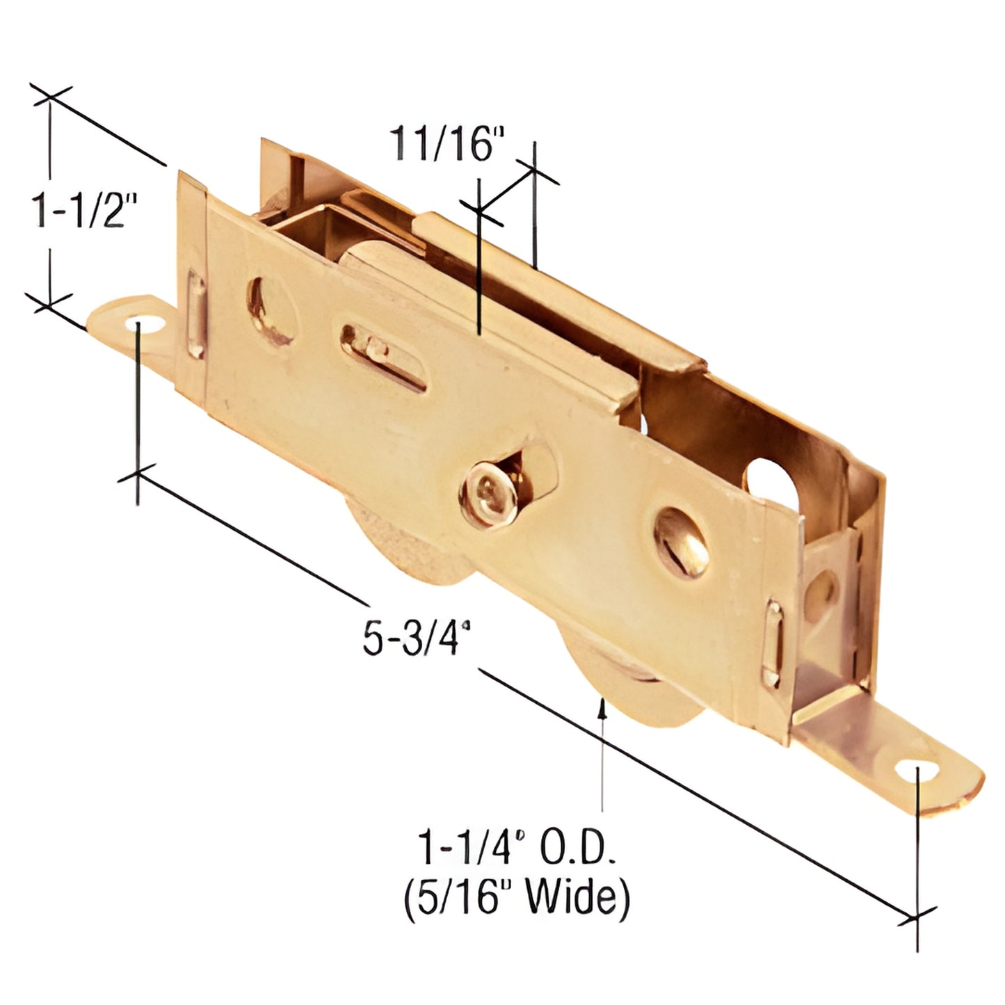 D1980 tandem steel sliding glass door roller assembly with adjustable housing - 5-3/4 in L, 1-1/2 in H