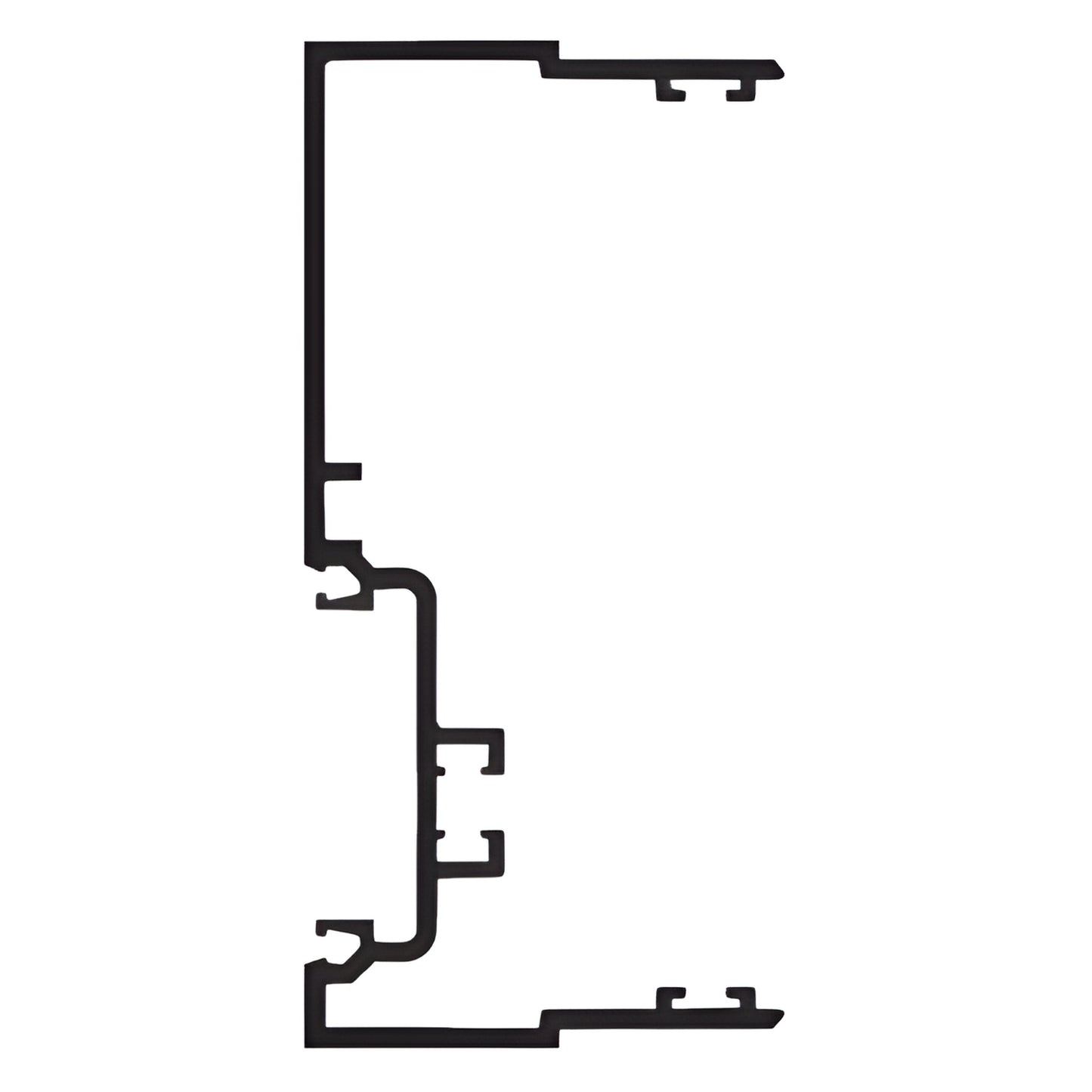 Aluminum extrusion cross-section, clear anodized finish silhouette on white background - SKU RW46611
