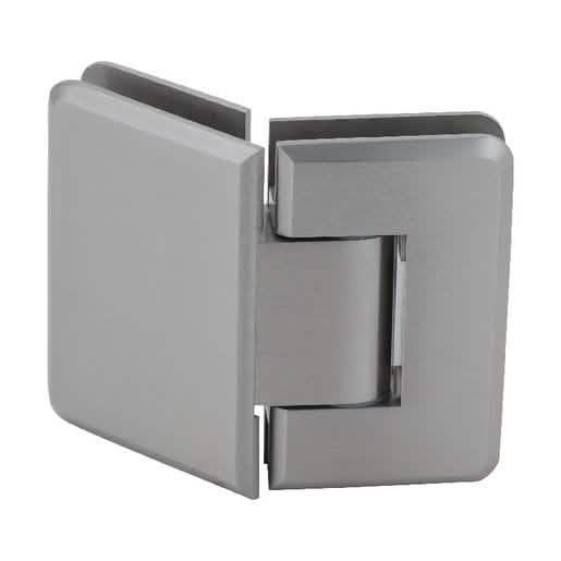 CRL Brushed Nickel Pinnacle 345 Adjustable 135° Glass-to-Glass Hinge - Modern Design