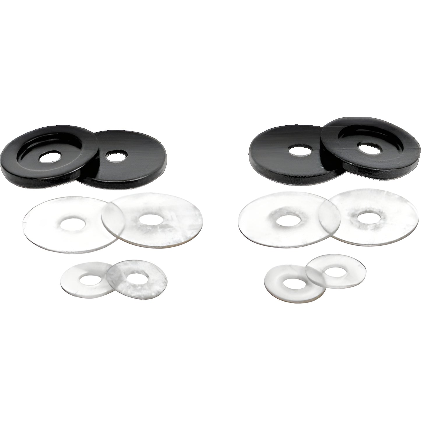 Gun metal brass end caps with clear plastic washers kit for 3/4" (19 mm) solid pull handles, SKU 30WKGM