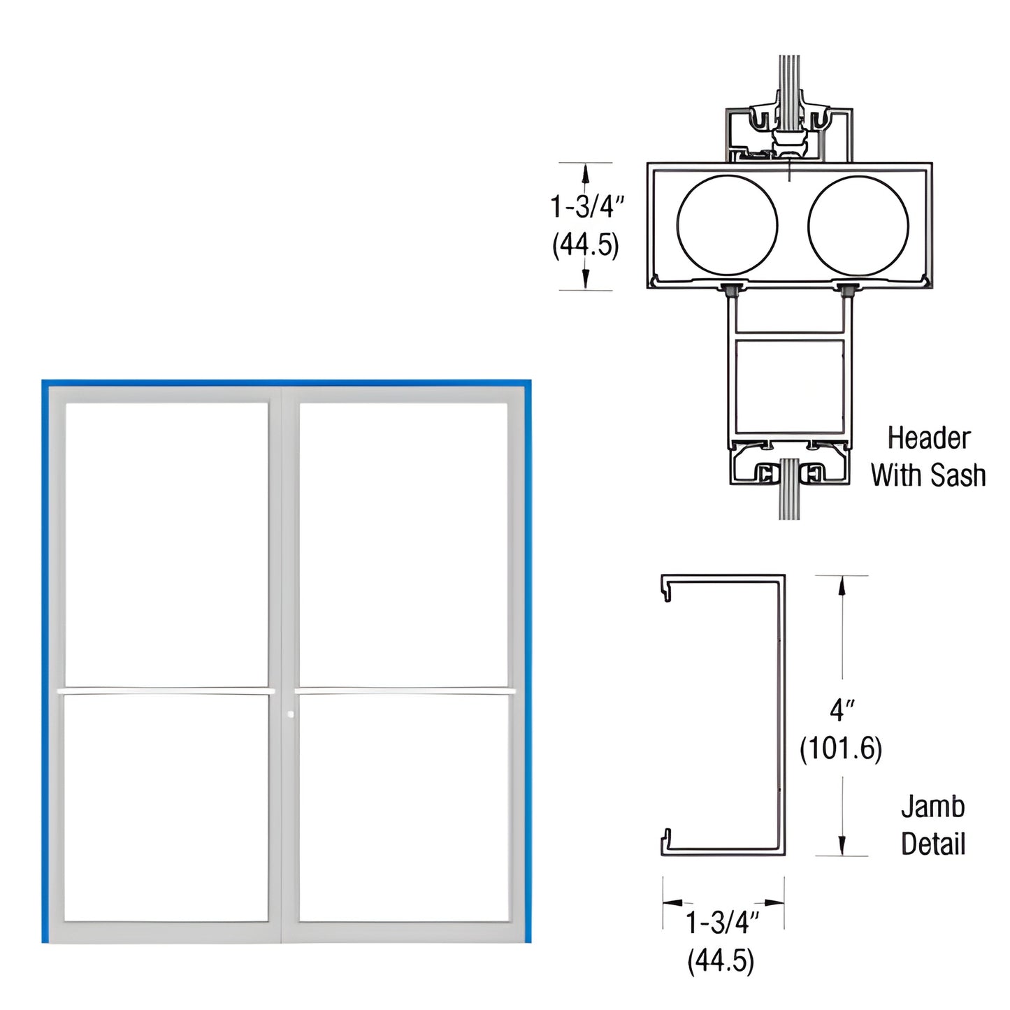 Double-door storefront frame, Black Bronze Anodized; 72x84 in doors, jamb/header diagrams. SKU 0B1272272