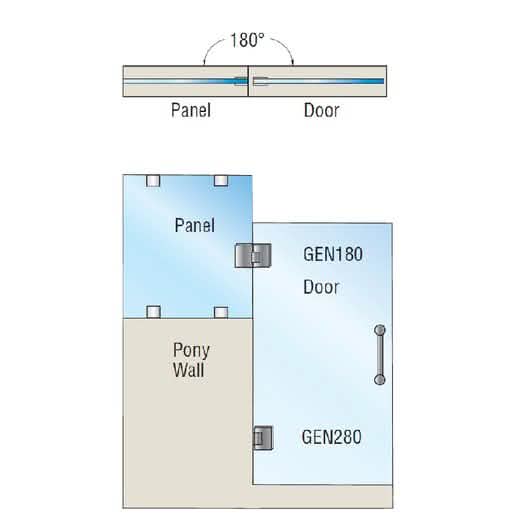 "CRL Oil Rubbed Bronze Geneva 280 Series 180° Pony Wall Mount Hinge, sleek and durable des
