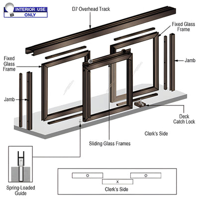 CRL Barbara Horizontal Sliding Pass-Through Assembly with D7 Header