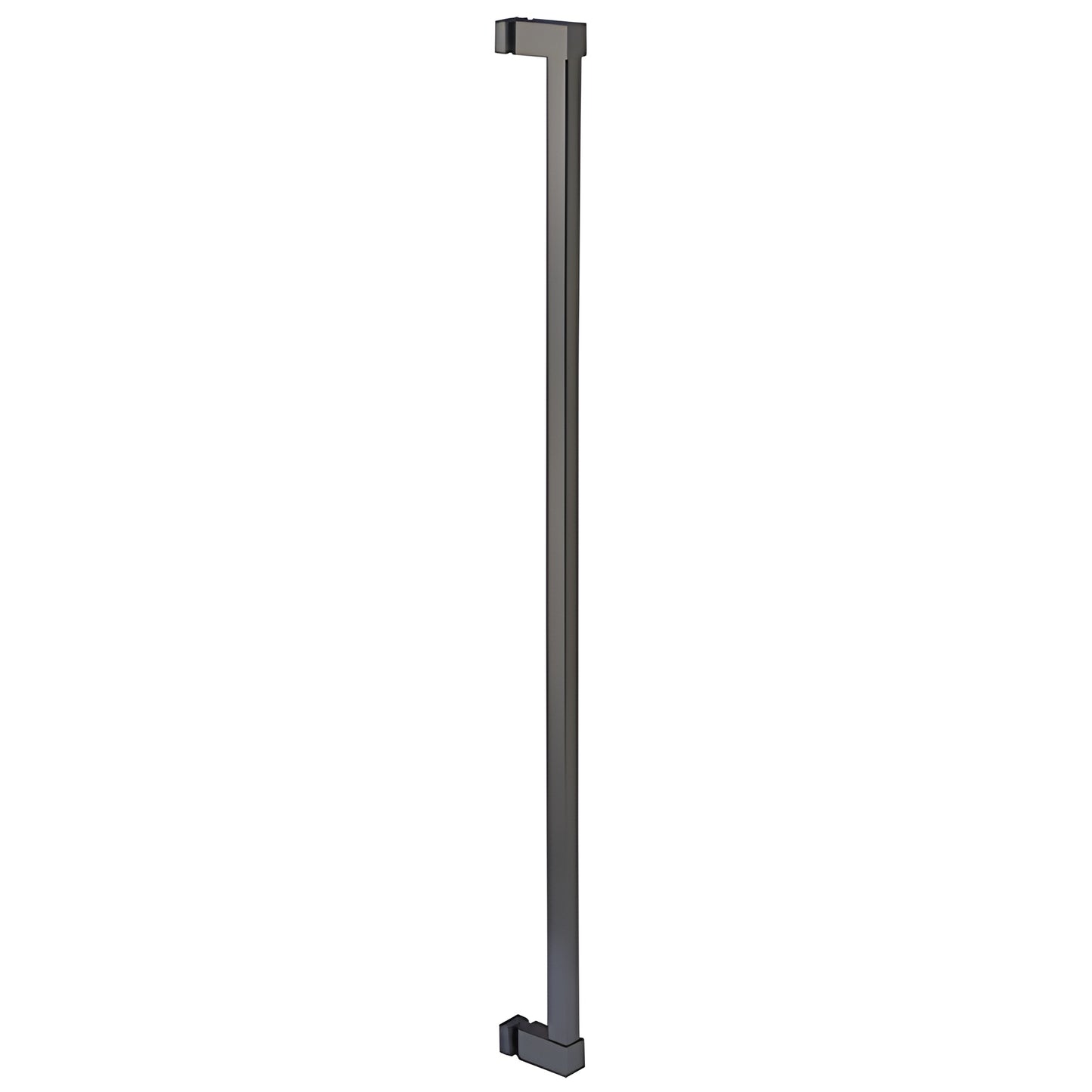 Matte black 43" single-sided square ladder pull handle for 3/8-3/4" tempered glass, stainless steel (SKU SQC42MBL)
