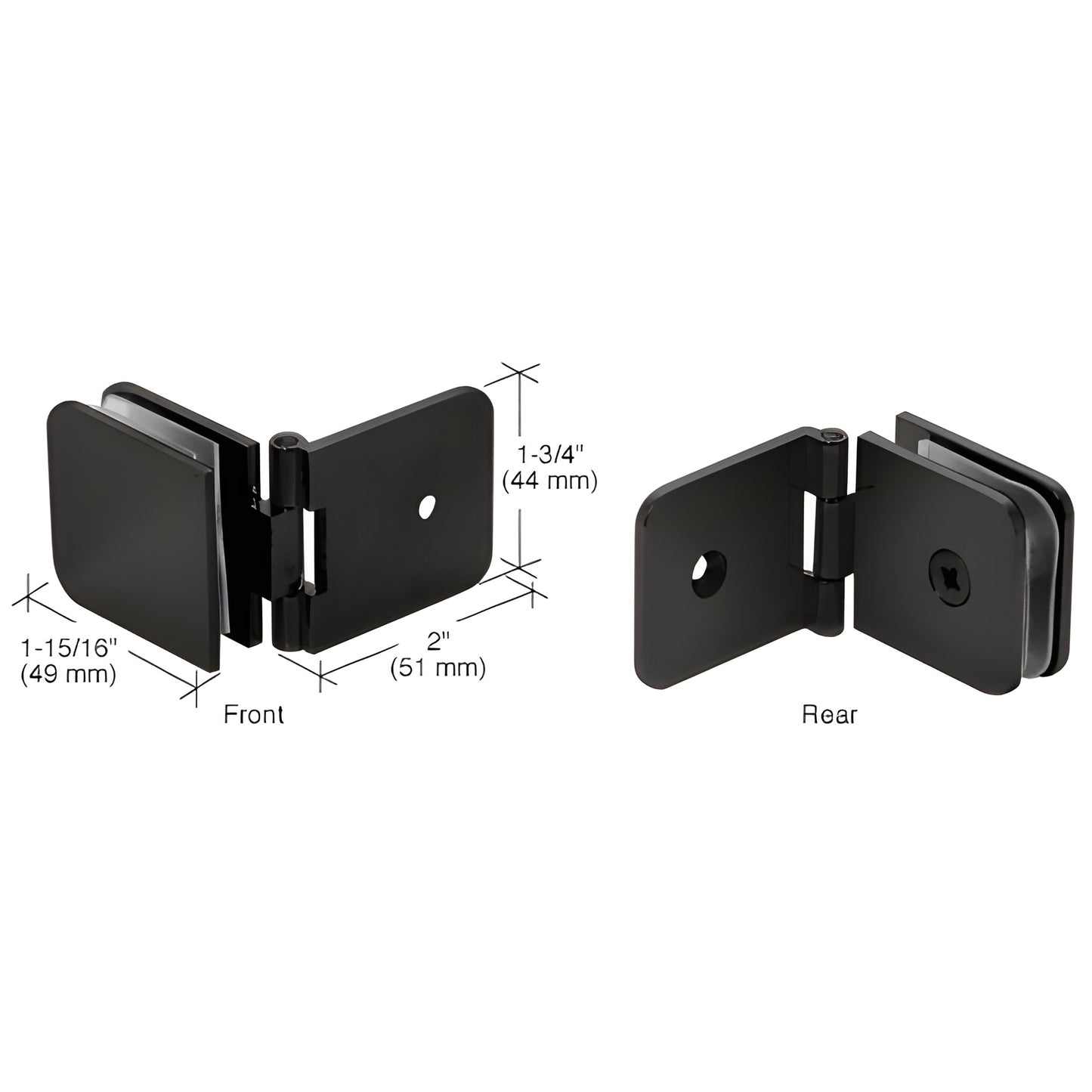 ADJ037MBL matte black adjustable solid brass wall-mount glass clamp for 5/16-1/2 in (8-12 mm) panels