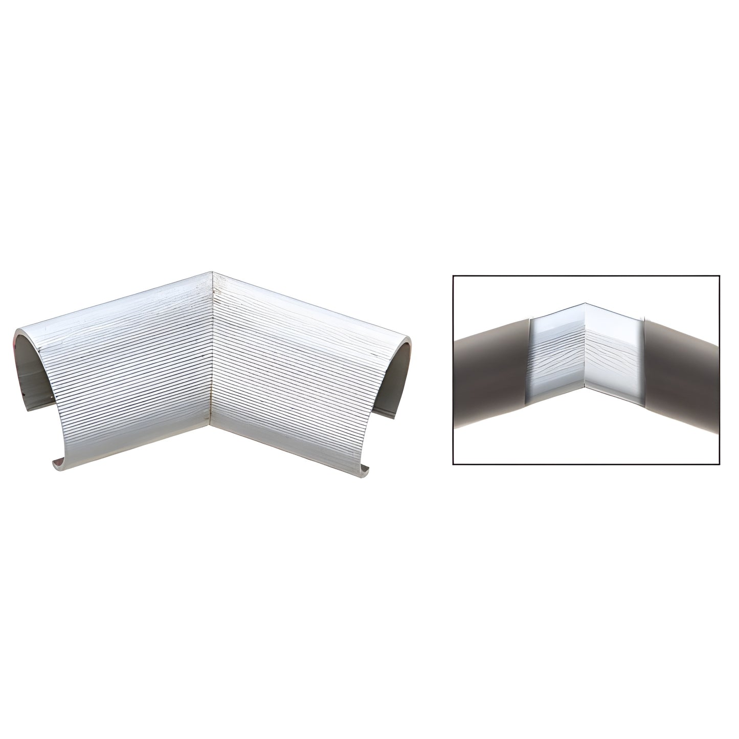 135 mill-finish aluminum internal splice sleeve for cap railing (SKU 1S35135M), ribbed extruded profile
