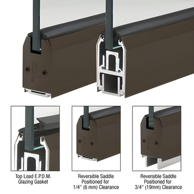 CRL Black Bronze Anodized 2-5/16in Tapered Sidelite Rail w/ Saddle