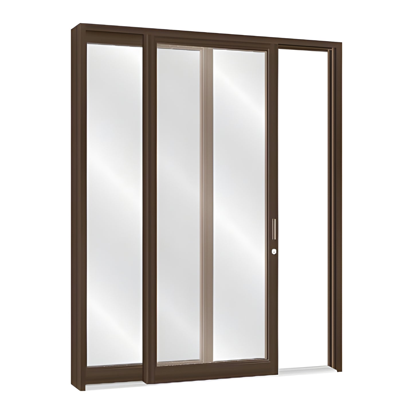 Black bronze anodized narrow stile sliding storefront entrance door (SKU SD21022) with tempered glass panels and flush pulls