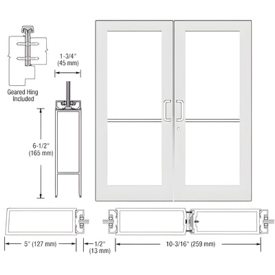 CRL-U.S. Series 550 Wide-Stile Geared-Hinge Doors, White Kynar