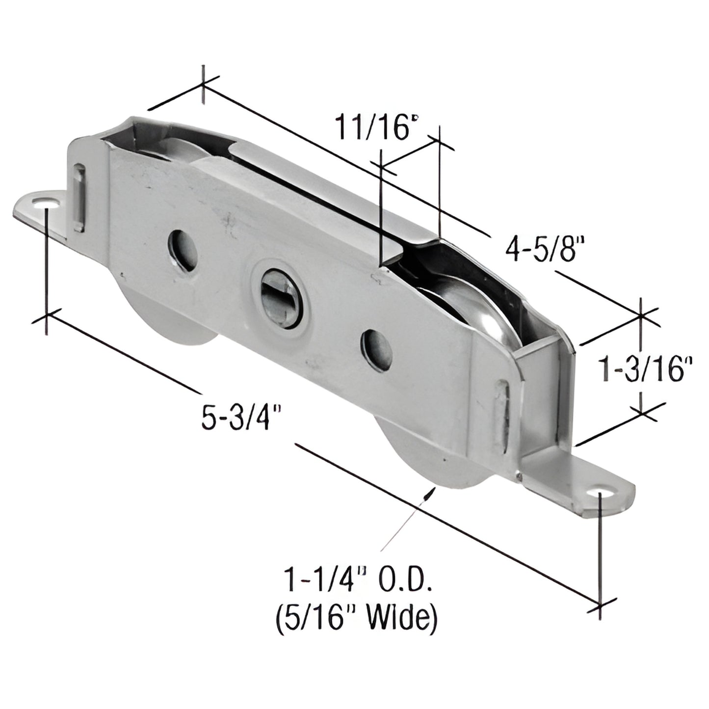 D1780 stainless steel adjustable tandem roller assembly for sliding glass doors, 5-3/4 in length.