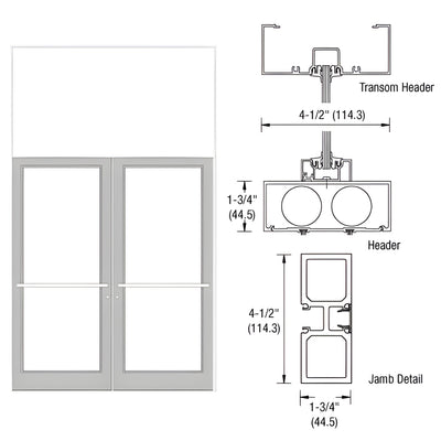 CRL-U.S. Aluminum White KYNAR® Paint 75-1/2" x 126" Series DF800 Tubular Center Hung Transom Frame Complete (2FT)