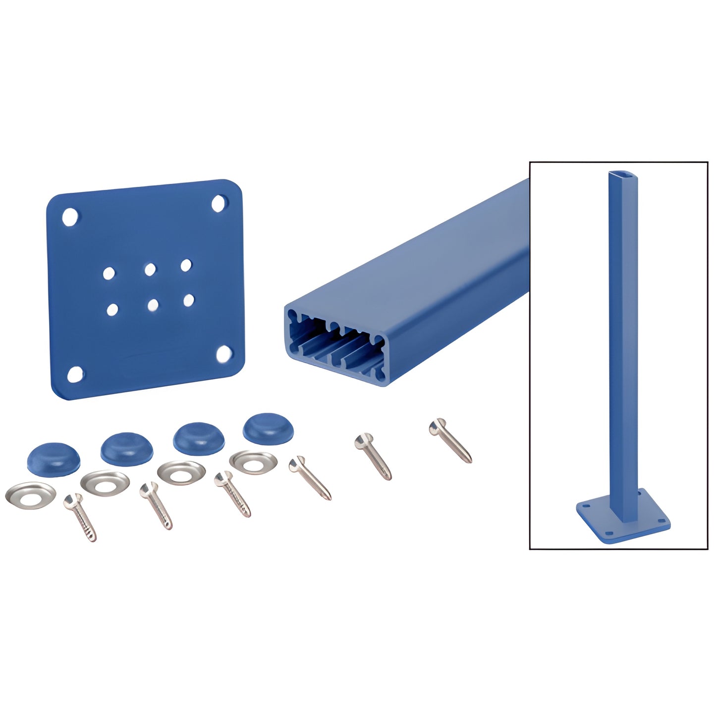 HPT42KC blue Trim-line surface-mount post kit: 42 in. rectangular post, base plate, screws, stainless washers and color match