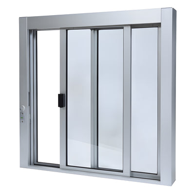 CRL Satin Anodized Self-Closing Service Window, Glazed, Bottom Track