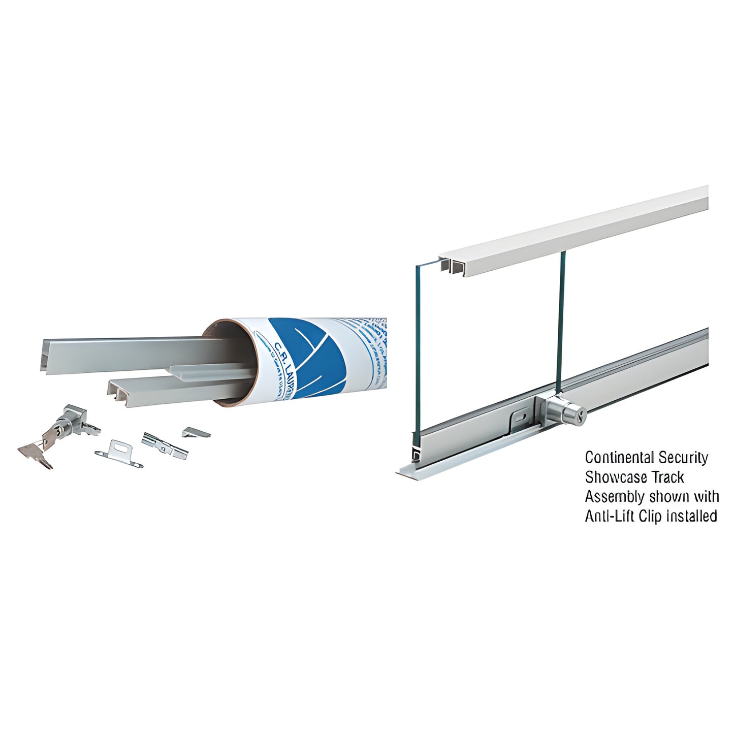 CTA48A satin-anodized aluminum Continental security track with anti-lift clip, 48 in, for 1/4 in glass