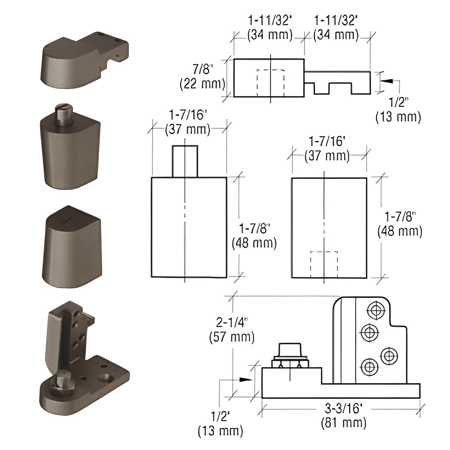 Dark bronze CRL OP70 offset pivot set for aluminum storefront doors, diecast aluminum, right hand, pivots and fasteners inclu