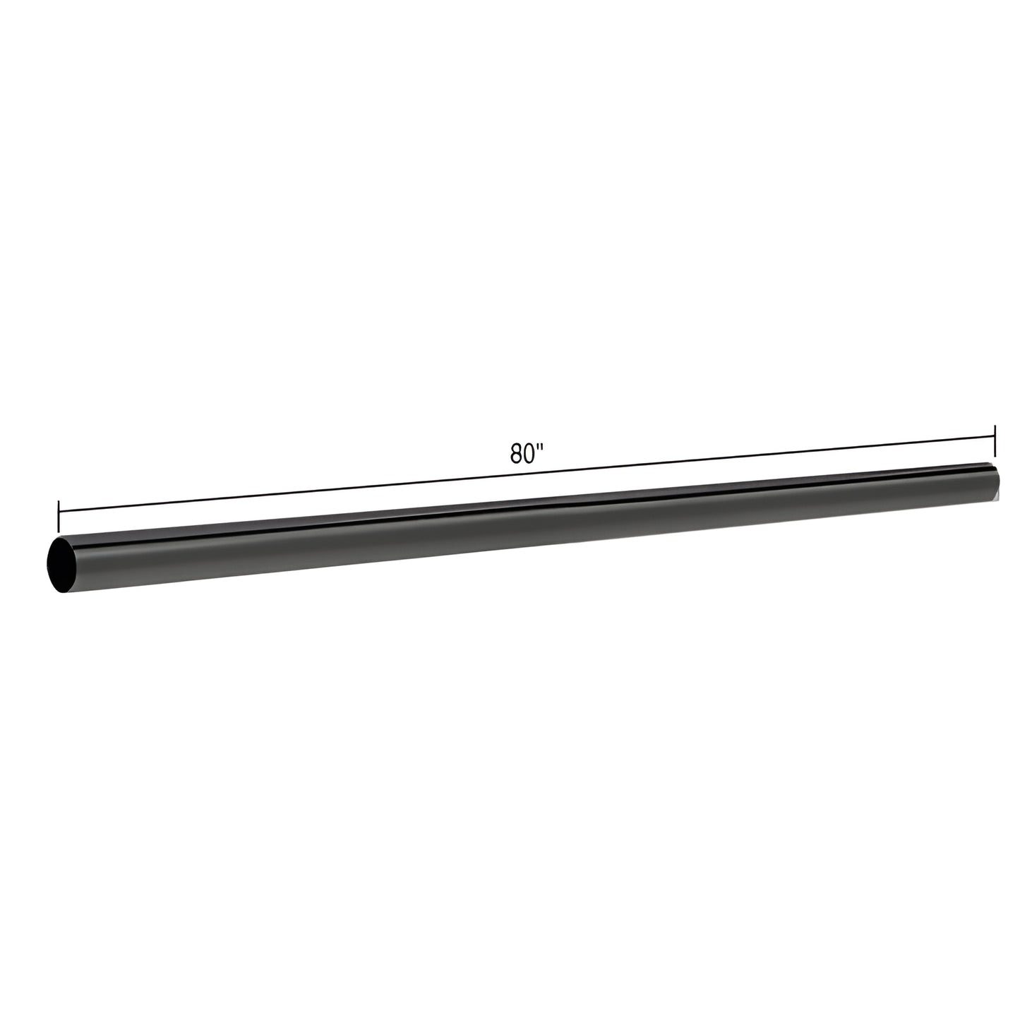 Matte black 80" (2032mm) 3/4" (19mm) brass support bar, hollow straight rod for glass supports - SKU S80MBL