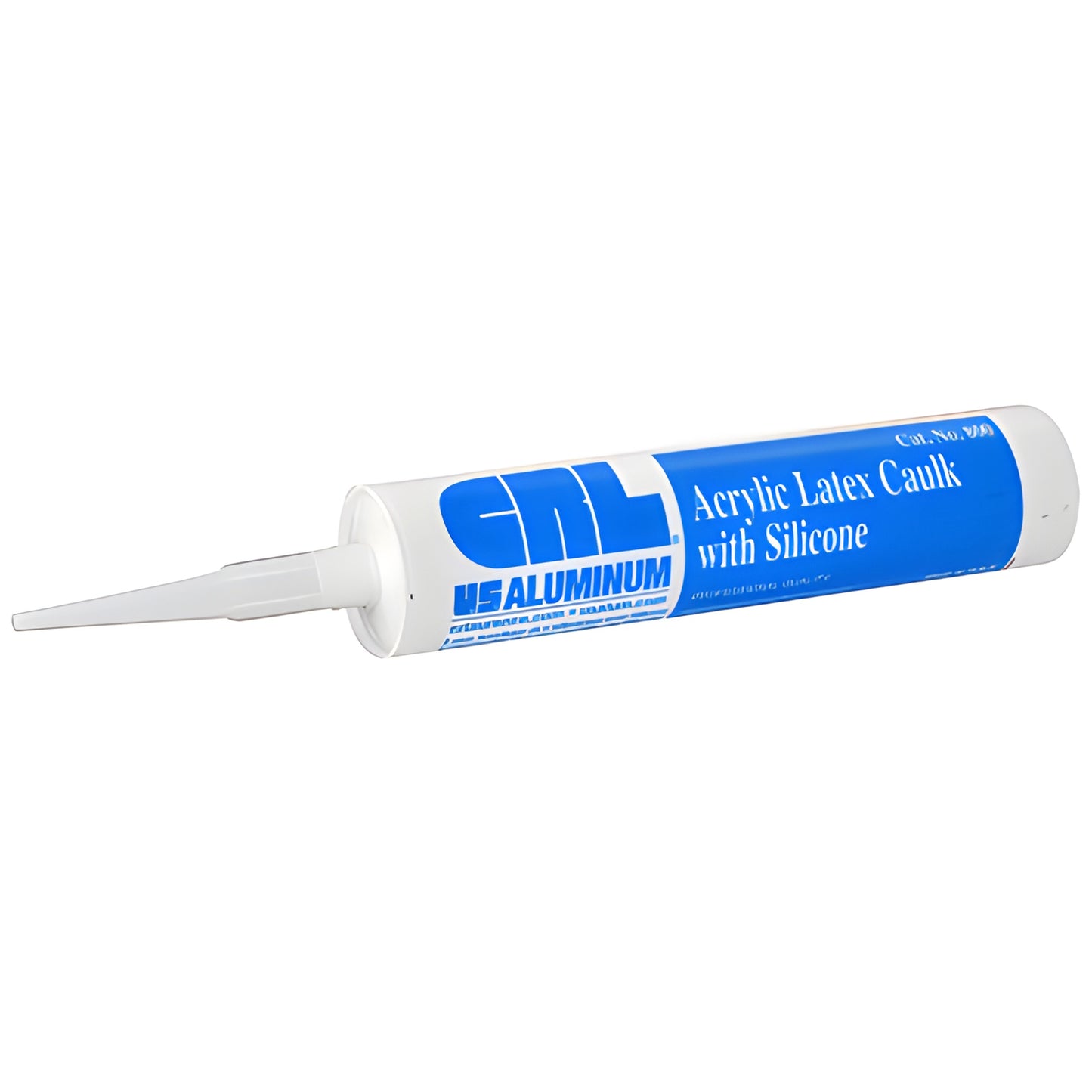 CRL 800W white acrylic-latex caulk tube with silicone, 10.5 oz cartridge, blue label and tapered nozzle
