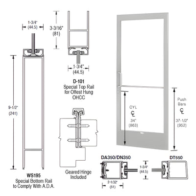 CRL-U.S. Aluminum 250 Series Narrow-Stile Geared Hinge, Clear Anodized