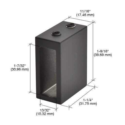 CRL Matte Black Adjustable Height Track Holder Fitting for Wall, 2-Pack, Sleek Design