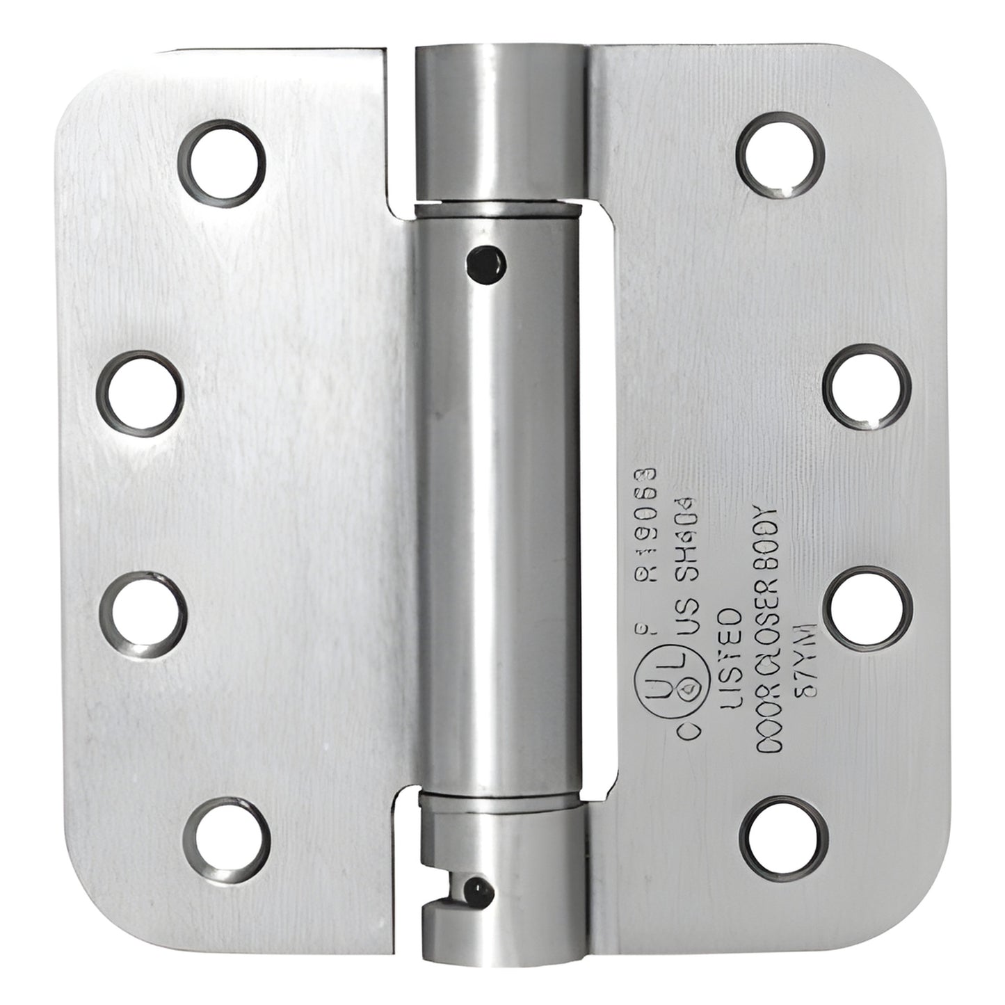 Dull chrome 4x4 heavy-duty spring hinge with 5/8" radius corners, self-closing, SKU S4826D