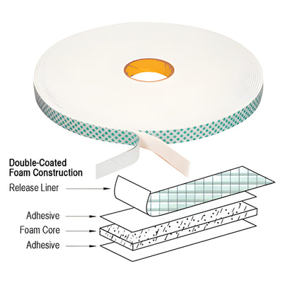 3M Scotch Mount Double-Sided Mounting Foam Tape 1/8" x 1/2" x 108' - CRL