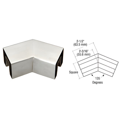 CRL 135° Stainless Corner Connector for 1.5" Square Glass Cap Railing