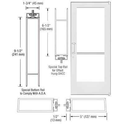 CRL-U.S. Aluminum 550 White Kynar Offset Pivot Door, Concealed Closer