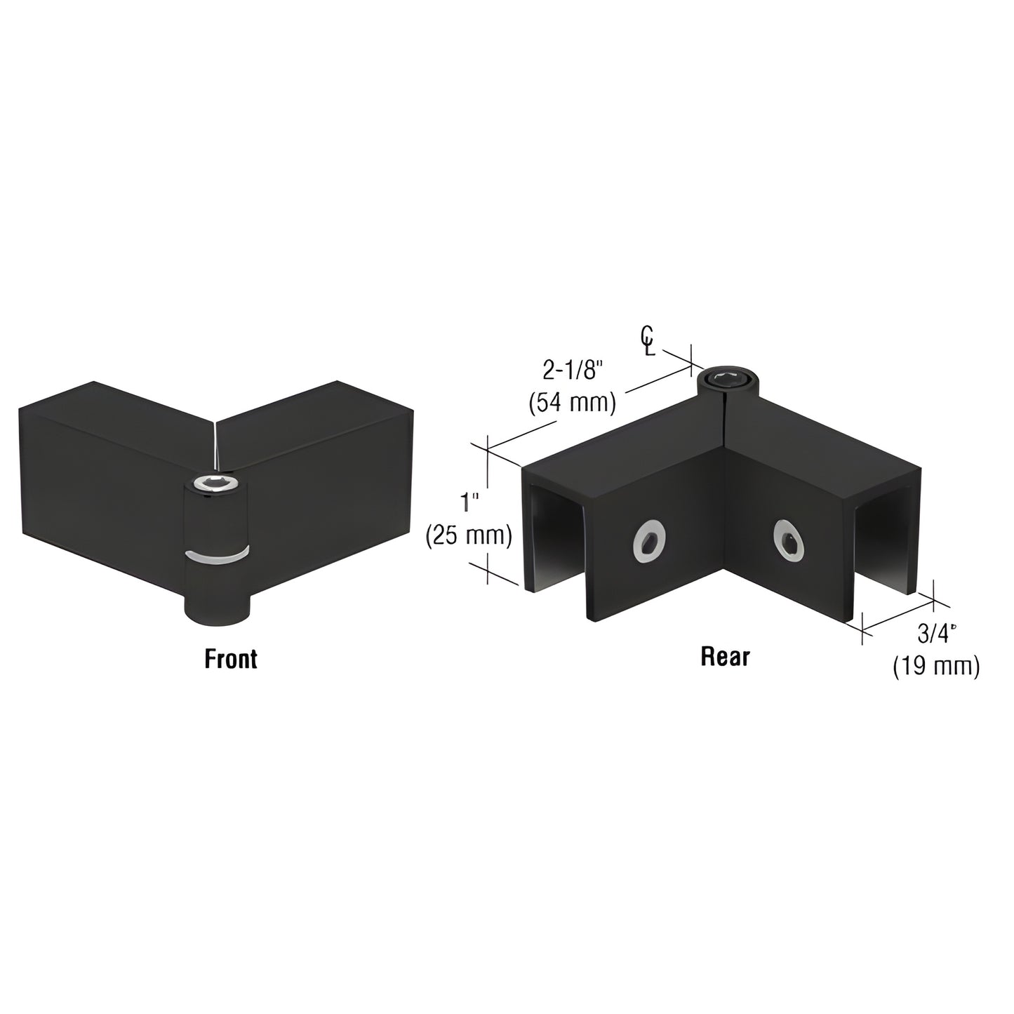 Matte black solid brass sleeve over glass clamp (SKU S0GC91MBL), adjustable 90 -180 , for 8-12mm frameless shower glass.