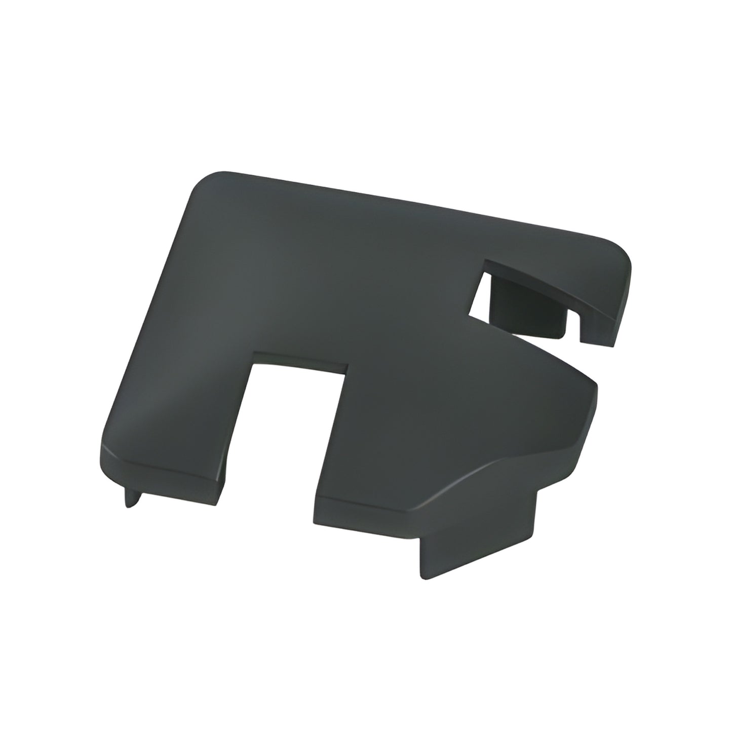 Matte black aluminum notched rectangular post top cap (SKU NC1LBL), slip-in finish piece for glass windscreens