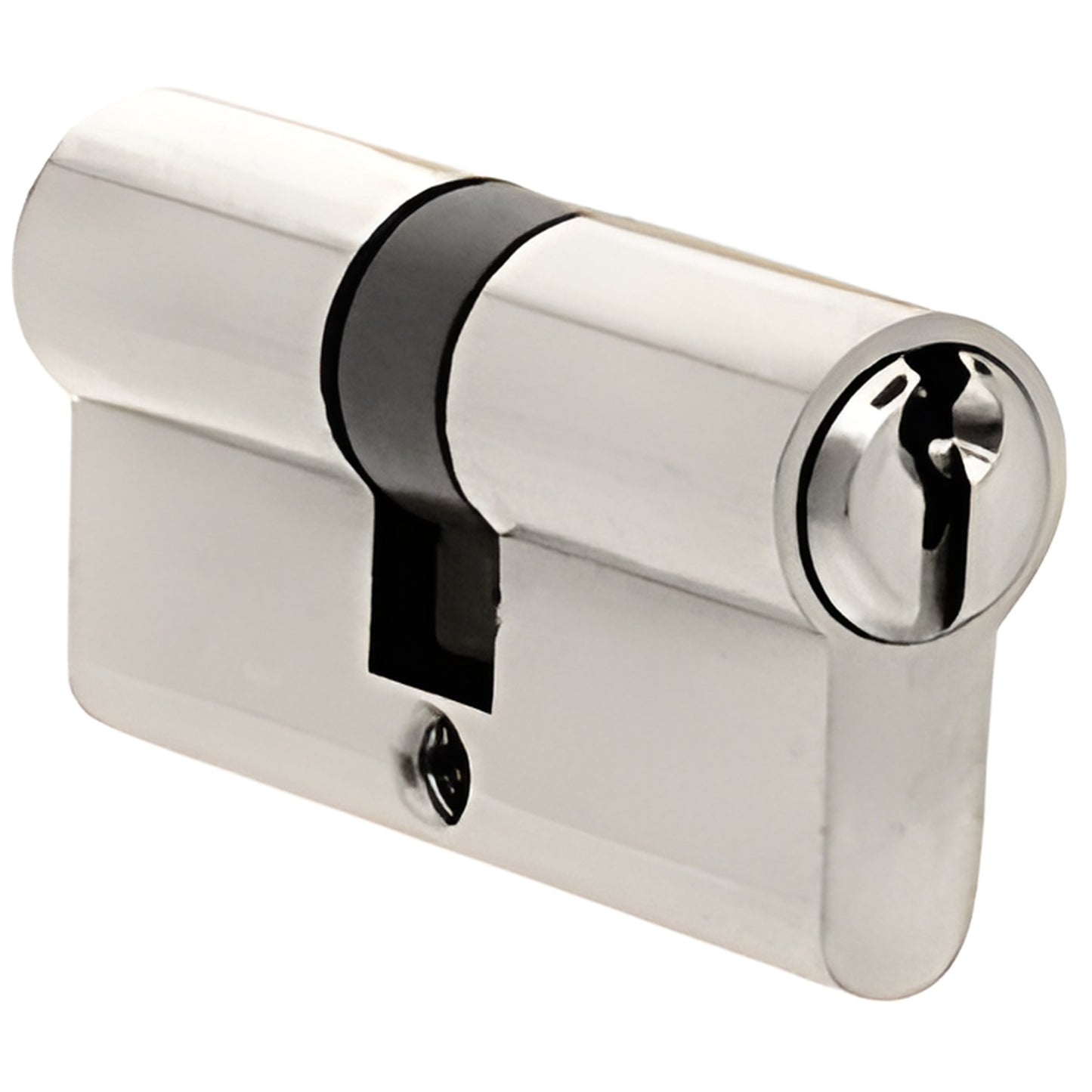 Polished stainless steel extended-length Euro cylinder lock for glass doors, cylinder/cylinder, keyed alike (SKU EC5PSKA)