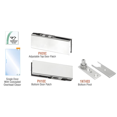 CRL Satin Anodized Patch Door Kit for Overhead Door Closer - No Lock