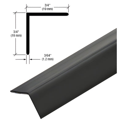 CRL Matte Black PVC 3/4"x3/4" 90° Corner Trim w/ Tape 94-3/4"