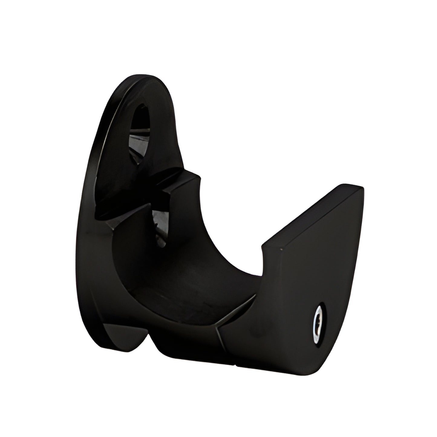 Matte black wall-mount top sliding tube clamp (SKU LS402MBL) with anti-lift design.