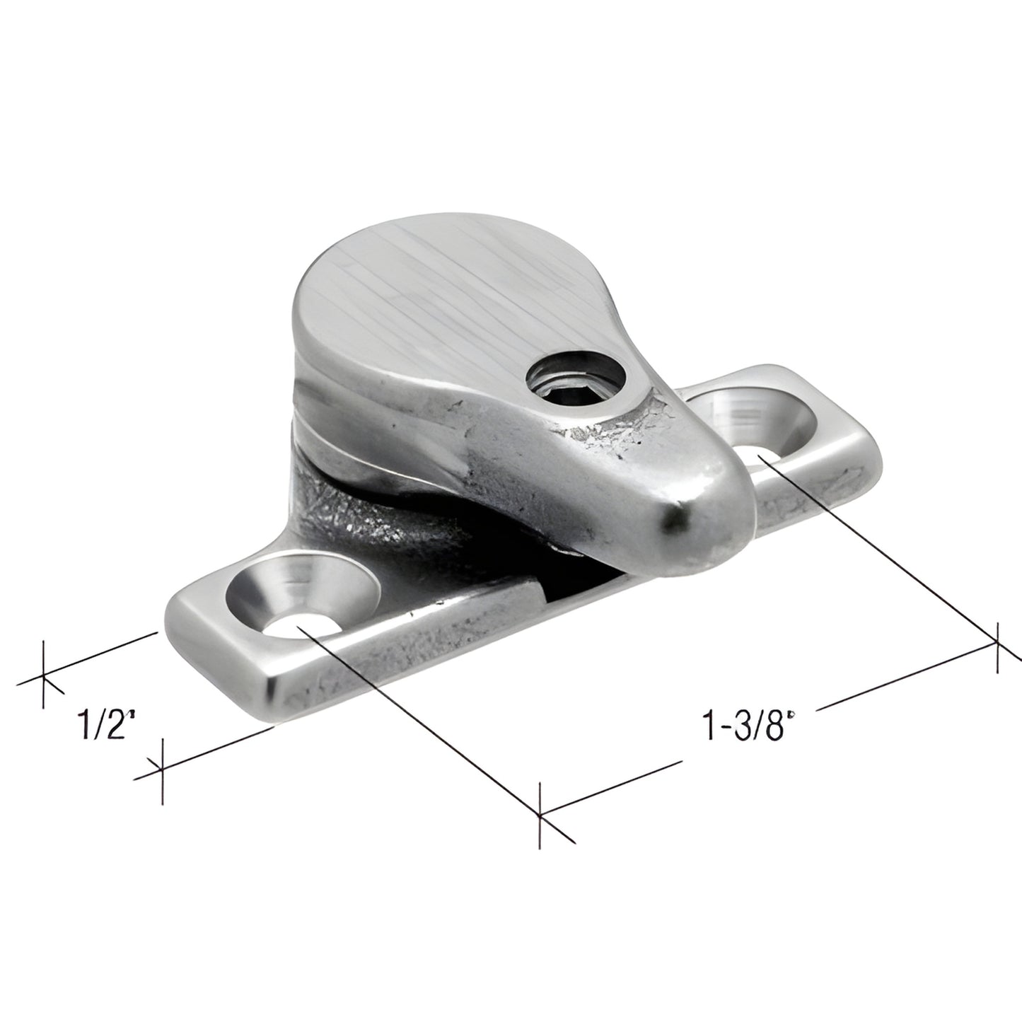 H3633 brushed satin casement security lock for steel windows - keyed latch with Allen set screw; includes installation screws
