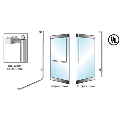 CRL-Blumcraft® Brushed Stainless Right Hand Reverse Rail Mount Keyed Access "JS" Exterior, Top Securing Panic Handle for 3/4" Glass