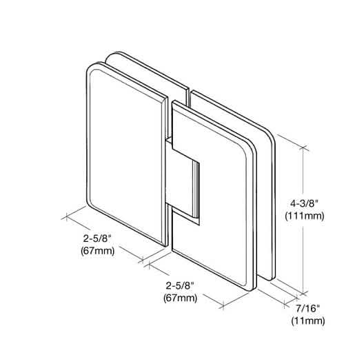 CRL Unlacquered Brass Glass-to-Glass Hinge: 180° Plymouth Series for seamless design.