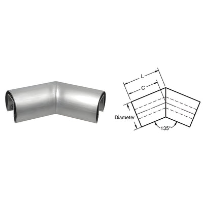 CRL Brushed Stainless 3.5in 135° Glass Cap Railing Corner (1/2–5/8in)