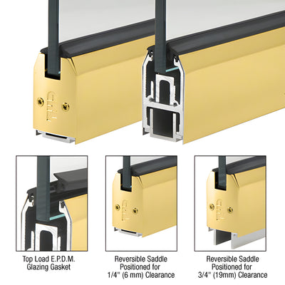 CRL Polished Brass 2-5/16" Tapered Sidelite Rail w/ Saddle, Custom