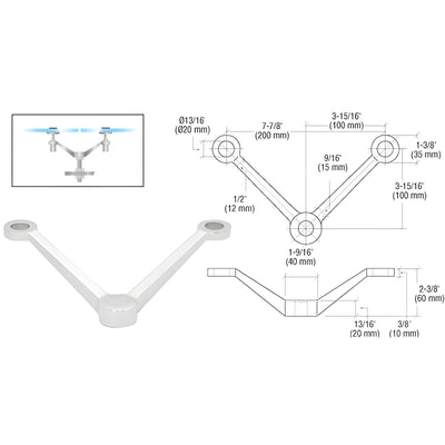 CRL Polished Stainless V Double-Arm Glass Spider Fitting Column Mount