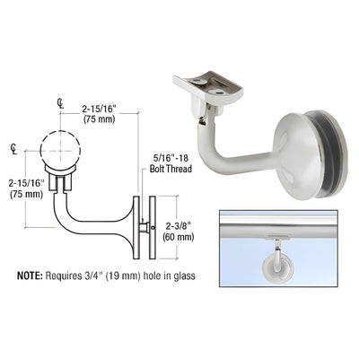 CRL Brushed Stainless La Jolla Series Glass Mounted Hand Rail Bracket