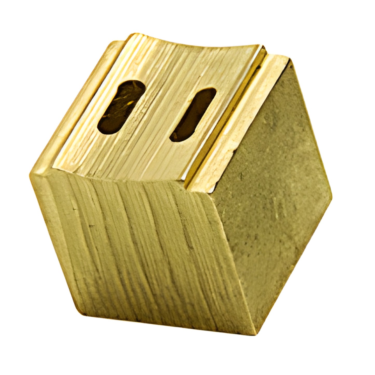 BN8 solid brass 1/2" ridge tip nozzle for insulating glass sealant, hexagonal block with two oval outlets.