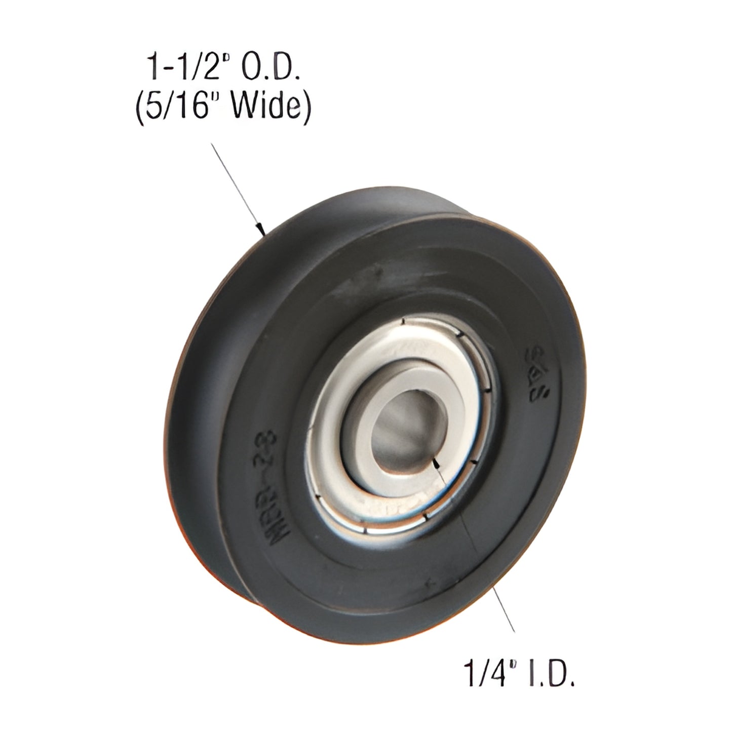 CRL patio door nylon roller D1506SB - concave 1-1/2" OD, 1/4" ID with sealed steel ball bearing